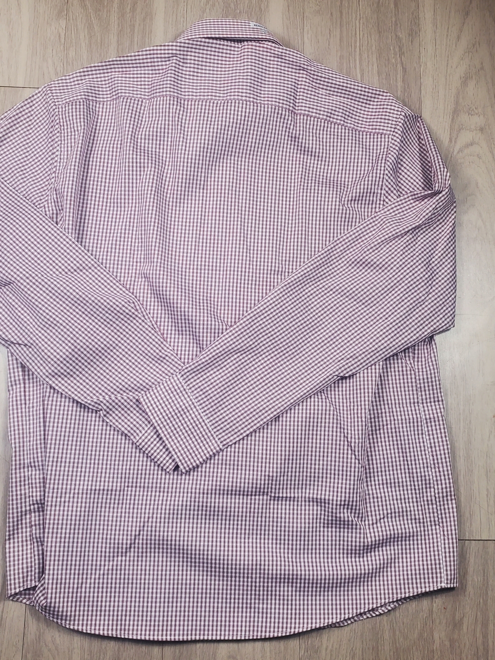 Van Heusen Flex Burgundy Check Dress Shirt XL 17.5 36/37 NWT Stretch Wrinkle Fre - Picture 3 of 10